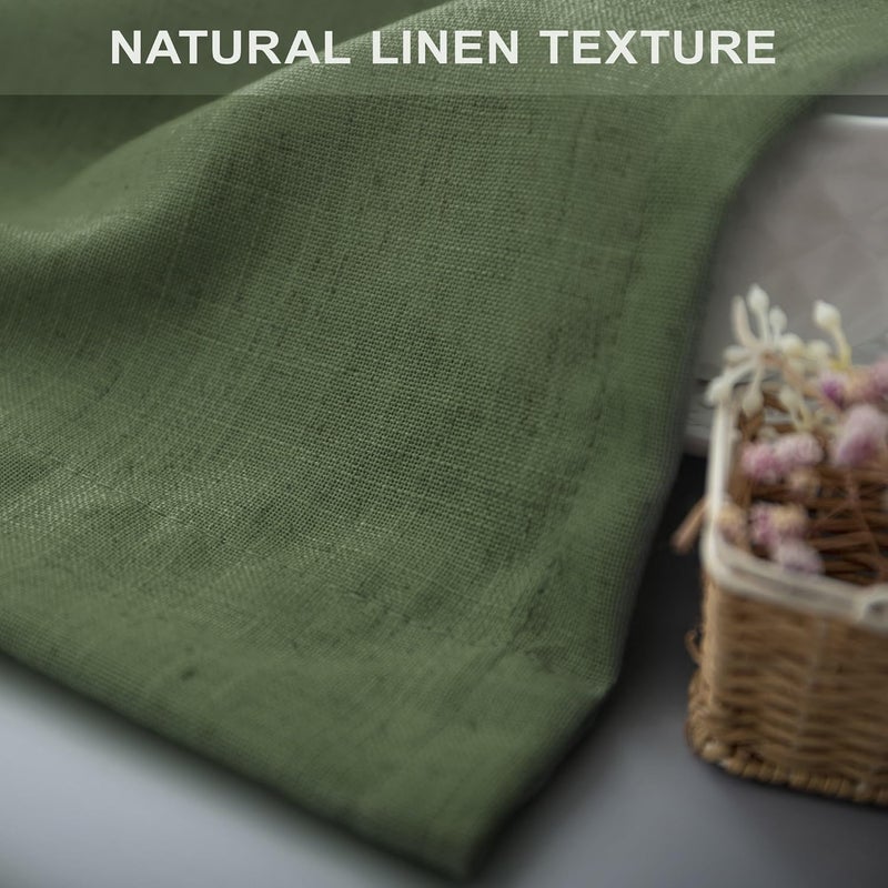 Pitalk Olive Green Boho Window Valance for Kitchen 3 Inch Rod Pocket Semi Sheer Light Filtering Farmhouse Dark Green Linen Valance Curtain Topper for Bedroom Living Room Bathroom 18 Inch Length Loden - Image 5